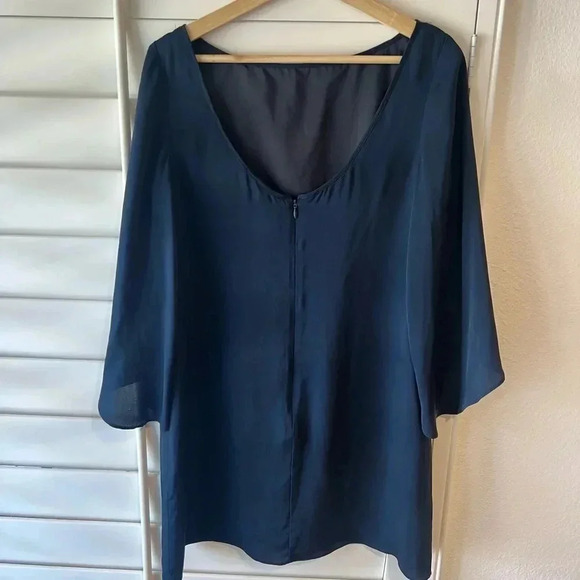 MILLY NEW YORK NWT Navy Blue Butterfly Sleeve Silk Mini Dress 8 - Picture 8 of 11
